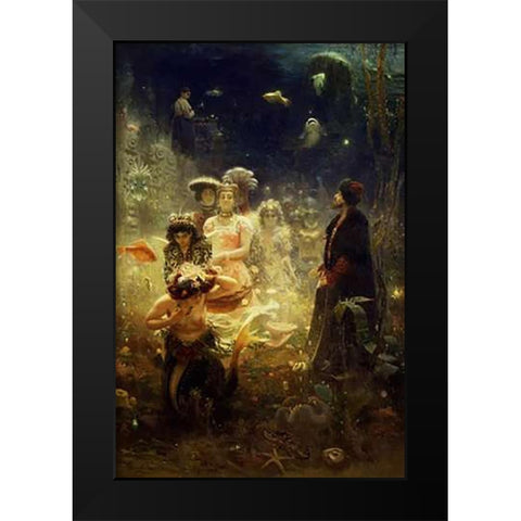 Sadko - Undersea Black Modern Wood Framed Art Print by Repin, Ilya