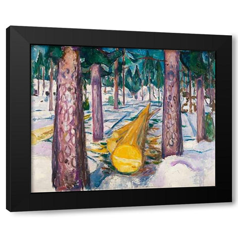 The Yellow Log, 1912 Black Modern Wood Framed Art Print with Double Matting by Munch, Edvard