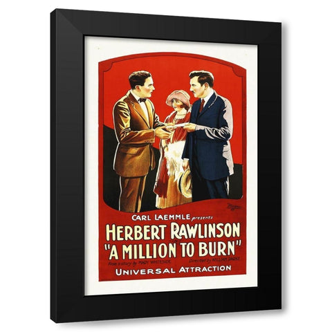 A Million To burn, 1923 Black Modern Wood Framed Art Print by Hollywood Photo Archive