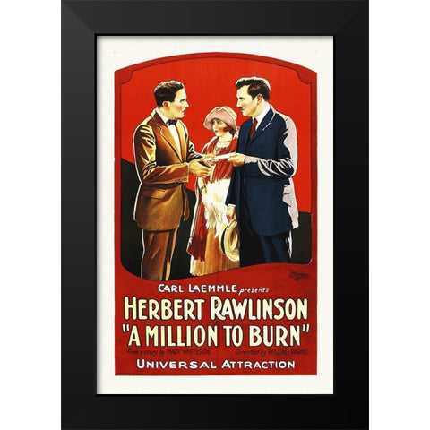 A Million To burn, 1923 Black Modern Wood Framed Art Print by Hollywood Photo Archive