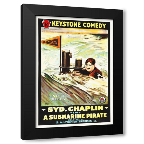 A Submarine Pirate 2 Black Modern Wood Framed Art Print by Hollywood Photo Archive