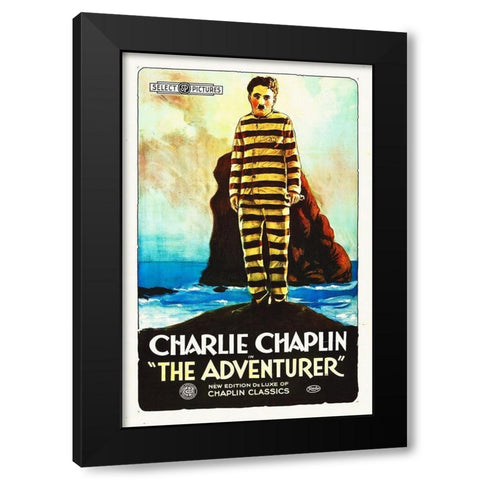 Charlie Chaplin, The Adventurer, 1915 Black Modern Wood Framed Art Print by Hollywood Photo Archive