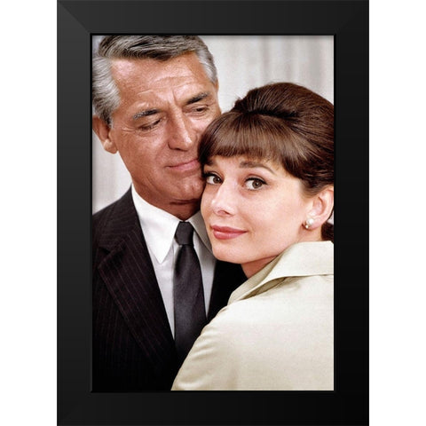 Cary Grant with Audrey Hepburn - Charade Black Modern Wood Framed Art Print by Hollywood Photo Archive