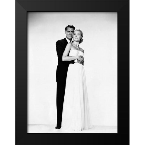 Cary Grant with Grace Kelly Black Modern Wood Framed Art Print by Hollywood Photo Archive