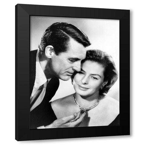Cary Grant with Ingrid Bergman Black Modern Wood Framed Art Print with Double Matting by Hollywood Photo Archive