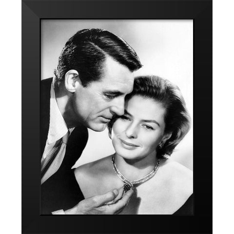 Cary Grant with Ingrid Bergman Black Modern Wood Framed Art Print by Hollywood Photo Archive