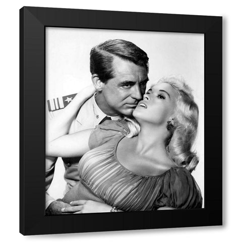 Cary Grant with Jayne Mansfield - Kiss The For Me Black Modern Wood Framed Art Print by Hollywood Photo Archive