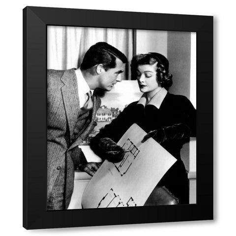 Cary Grant with Myrna Loy - Mr. Blandings Builds His Dream House Black Modern Wood Framed Art Print by Hollywood Photo Archive