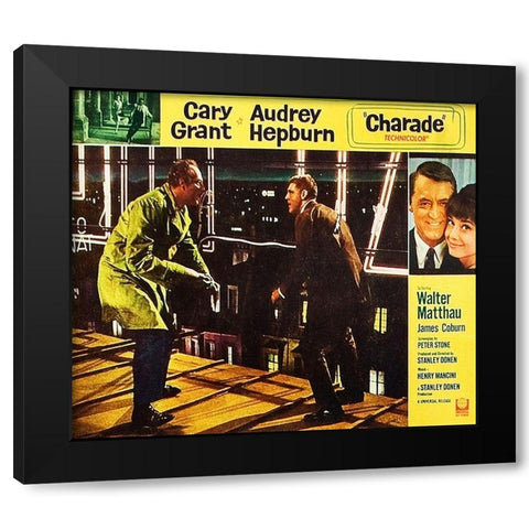 Cary Grant - Charade - Lobby Card Black Modern Wood Framed Art Print with Double Matting by Hollywood Photo Archive