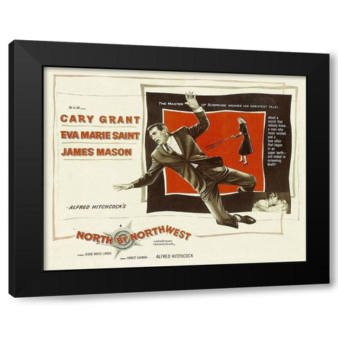 North by Northwest - Lobby Card Black Modern Wood Framed Art Print with Double Matting by Hollywood Photo Archive