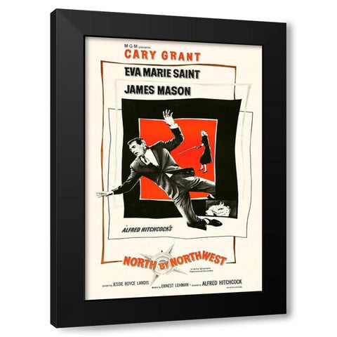North by Northwest Black Modern Wood Framed Art Print with Double Matting by Hollywood Photo Archive