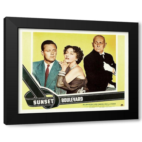 Sunset Boulevard - Lobby Card Black Modern Wood Framed Art Print with Double Matting by Hollywood Photo Archive