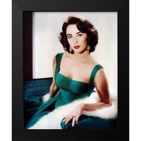 Elizabeth Taylor Black Modern Wood Framed Art Print by Hollywood Photo Archive