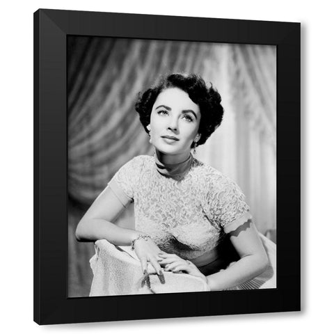 Elizabeth Taylor Black Modern Wood Framed Art Print by Hollywood Photo Archive