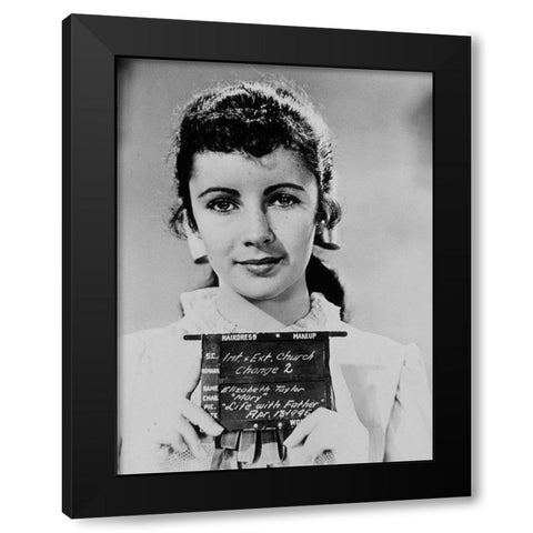 Wardrobe Test - Life With Father - Elizabeth Taylor Black Modern Wood Framed Art Print with Double Matting by Hollywood Photo Archive