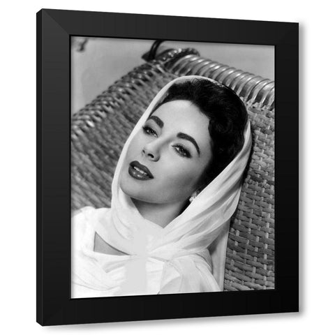Elizabeth Taylor Black Modern Wood Framed Art Print with Double Matting by Hollywood Photo Archive
