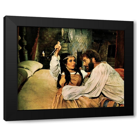 The Taming of the Shrew - Elizabeth Taylor and Richard Burton Black Modern Wood Framed Art Print by Hollywood Photo Archive