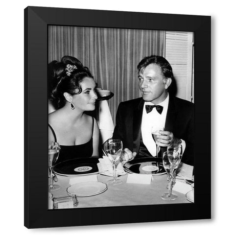 Elizabeth Taylor and Richard Burton Black Modern Wood Framed Art Print with Double Matting by Hollywood Photo Archive