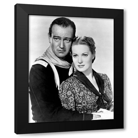 John Wayne Black Modern Wood Framed Art Print by Hollywood Photo Archive