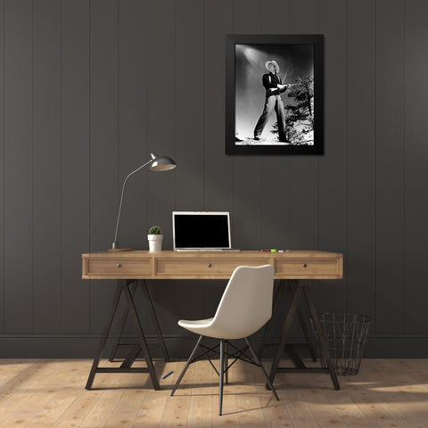 John Wayne Black Modern Wood Framed Art Print by Hollywood Photo Archive