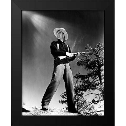 John Wayne Black Modern Wood Framed Art Print by Hollywood Photo Archive