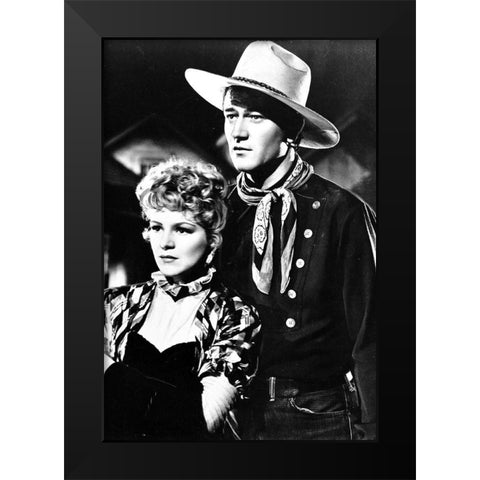 John Wayne Black Modern Wood Framed Art Print by Hollywood Photo Archive