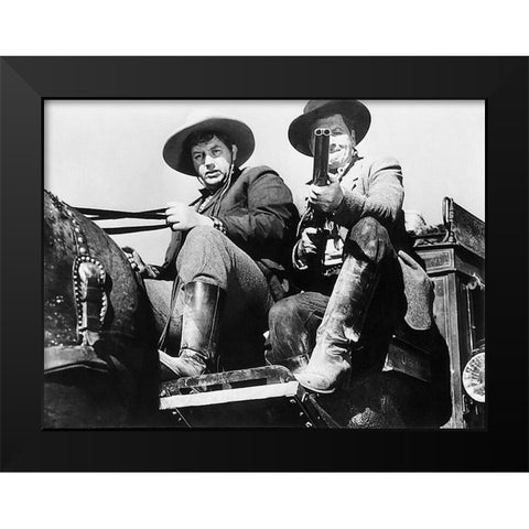 Stagecoach - John Wayne Black Modern Wood Framed Art Print by Hollywood Photo Archive