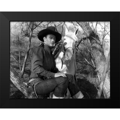 The Desert Trail - John Wayne Black Modern Wood Framed Art Print by Hollywood Photo Archive