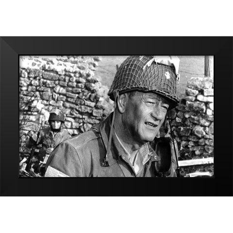 The Longest Day - John Wayne Black Modern Wood Framed Art Print by Hollywood Photo Archive