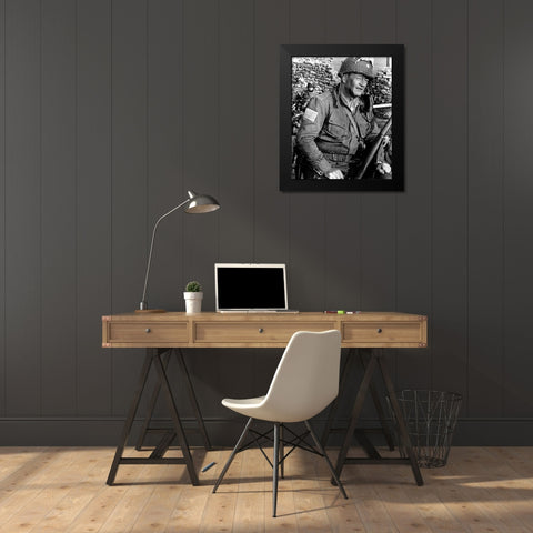 The Longest Day - John Wayne Black Modern Wood Framed Art Print by Hollywood Photo Archive