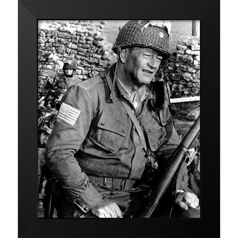 The Longest Day - John Wayne Black Modern Wood Framed Art Print by Hollywood Photo Archive