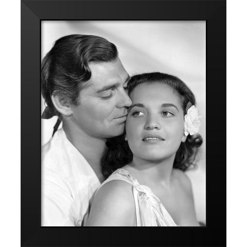 Clark Gable and Movita in Mutiny on the Bounty Black Modern Wood Framed Art Print by Hollywood Photo Archive