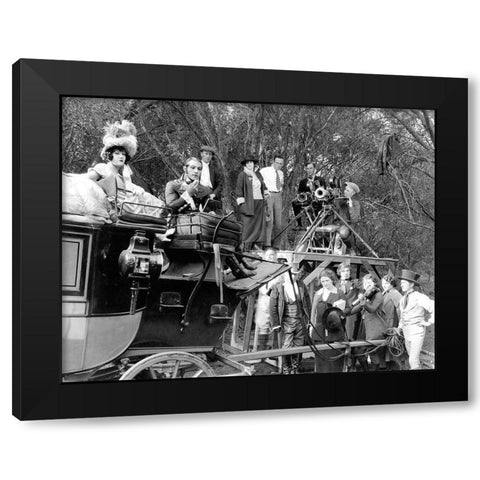Rudolph Valentino behind the scenes in Beyond the Rocks Black Modern Wood Framed Art Print with Double Matting by Hollywood Photo Archive