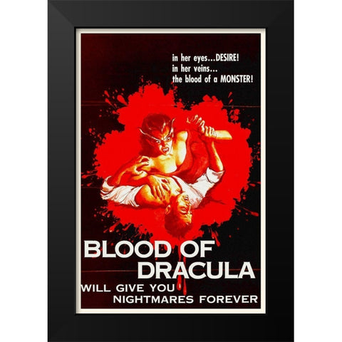 Blood of Dracula - One Sheet Black Modern Wood Framed Art Print by Hollywood Photo Archive