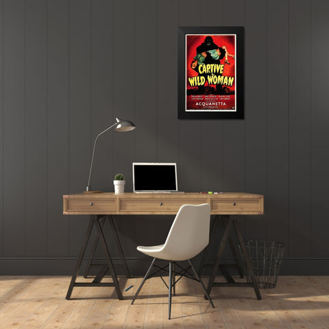 Captive Wild Woman Black Modern Wood Framed Art Print by Hollywood Photo Archive