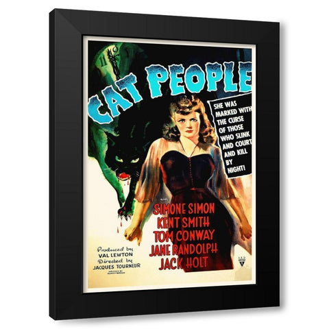 Cat People Black Modern Wood Framed Art Print with Double Matting by Hollywood Photo Archive