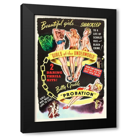 Double Feature - Girls of the Underworld and Probation Black Modern Wood Framed Art Print by Hollywood Photo Archive