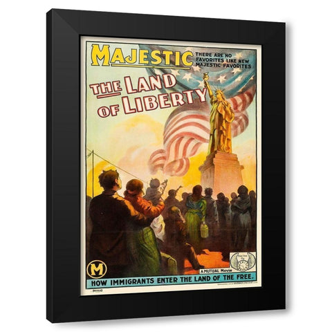 Majestic - The Land of Liberty - How Immigrants Enter the Land of the Free Black Modern Wood Framed Art Print with Double Matting by Hollywood Photo Archive