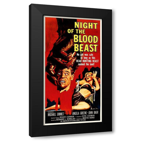 Night of The Blood Beast Black Modern Wood Framed Art Print with Double Matting by Hollywood Photo Archive