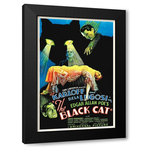 The Black Cat Black Modern Wood Framed Art Print with Double Matting by Hollywood Photo Archive