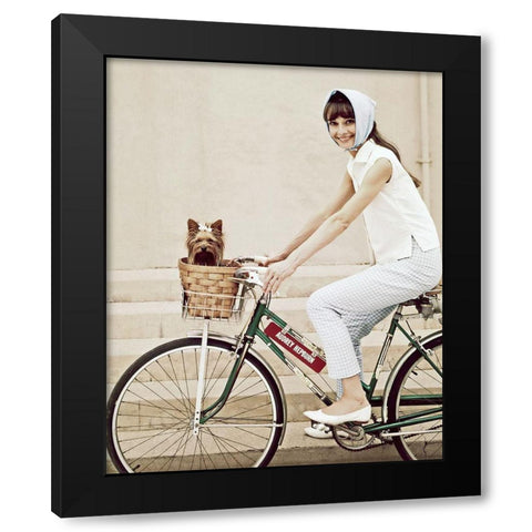 Audrey Hepburn Black Modern Wood Framed Art Print with Double Matting by Hollywood Photo Archive
