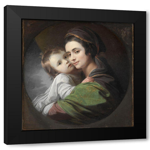 Elizabeth Shewell West and Her Son Raphael Black Modern Wood Framed Art Print with Double Matting by West, Benjamin
