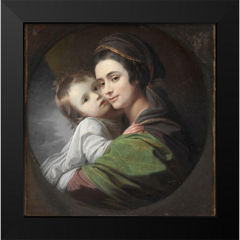 Elizabeth Shewell West and Her Son Raphael Black Modern Wood Framed Art Print by West, Benjamin