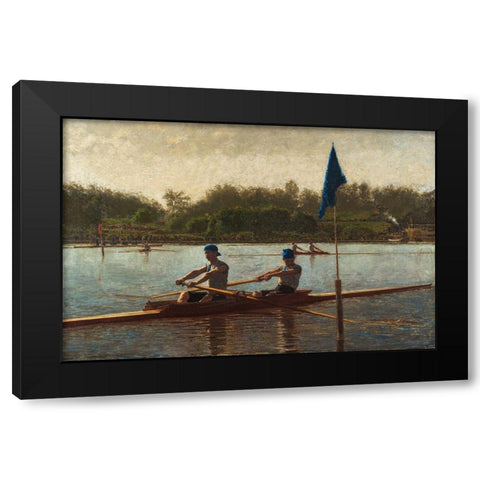 The Biglin Brothers Turning the Stake Black Modern Wood Framed Art Print by Eakins, Thomas