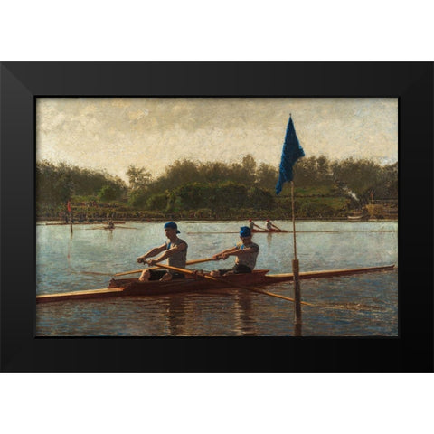 The Biglin Brothers Turning the Stake Black Modern Wood Framed Art Print by Eakins, Thomas