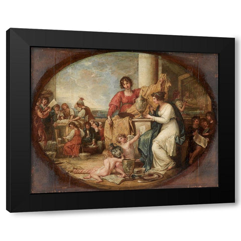 British Manufactory A Sketch Black Modern Wood Framed Art Print with Double Matting by West, Benjamin
