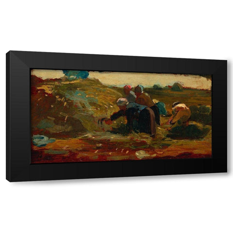Women Working in a Field Black Modern Wood Framed Art Print with Double Matting by Homer, Winslow