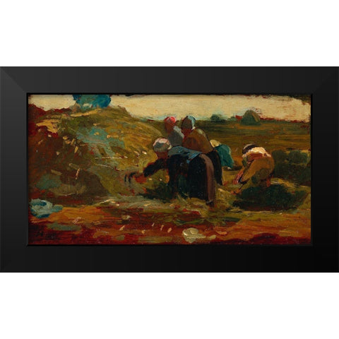 Women Working in a Field Black Modern Wood Framed Art Print by Homer, Winslow