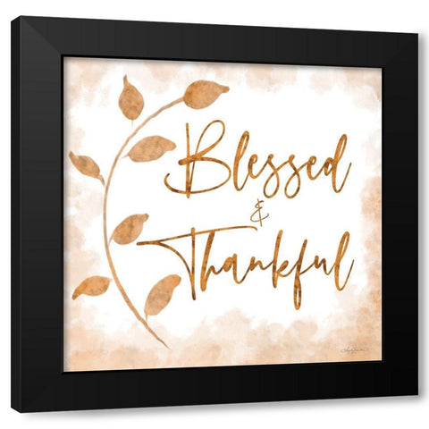 Blessed And Thankful Black Modern Wood Framed Art Print by Bawden, Angela