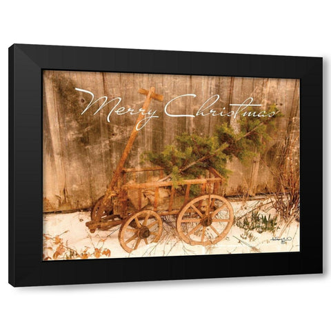 Merry Christmas Black Modern Wood Framed Art Print with Double Matting by Smith, Anthony